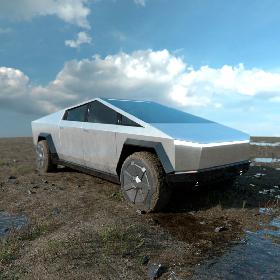 3D Tesla Cybertruck Scene